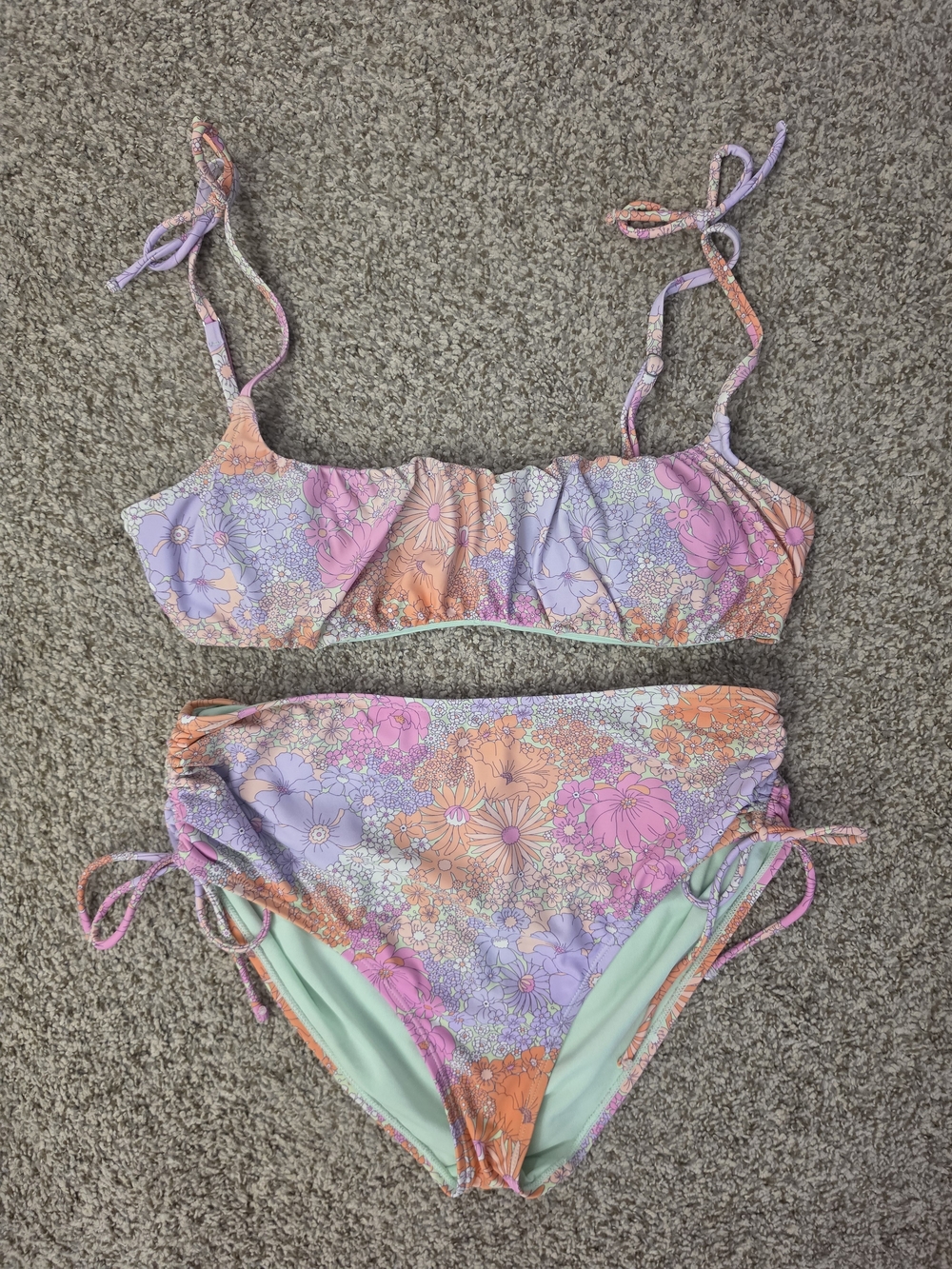 Floral Bikini Set in Lavender, Mint & Pink